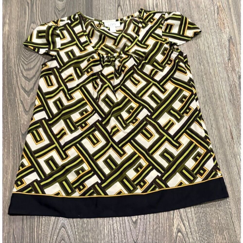 Ann Taylor LOFT Womens Blouse Short Sleeve Geometric Print Multicolor Size S